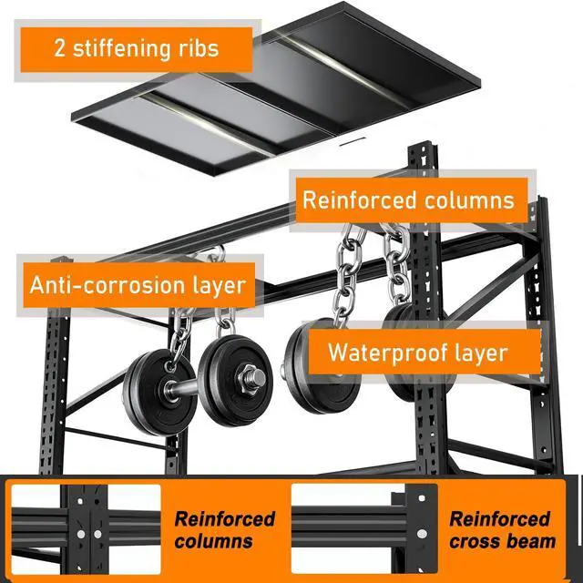 Alt view image 3 of 7 - Garage Shelves Heavy Duty 73" H*57" W*23.6" D Metal Garage Shelving Unit High Load Capacity Industrial Storage Shelves for Garage Warehouse Basement