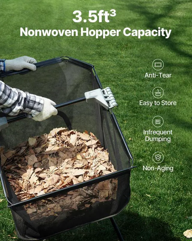 Alt view image 5 of 7 - Push Lawn Sweeper, 21inch Leaf & Grass Collector, Heavy Duty Thickened Steel Durable to Use with Large Capacity 3.5 cu. ft. Mesh Collection Hopper Bag, 2 Spinning Brushes