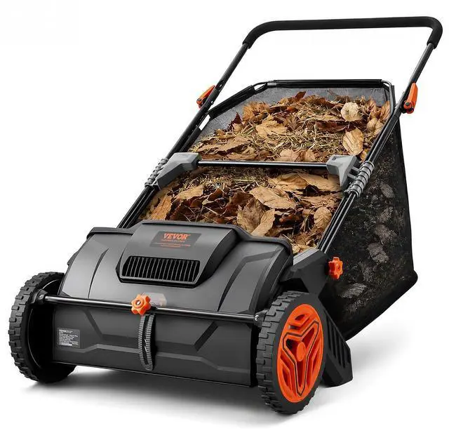 Main image of Push Lawn Sweeper, 21inch Leaf & Grass Collector, Heavy Duty Thickened Steel Durable to Use with Large Capacity 3.5 cu. ft. Mesh Collection Hopper Bag, 2 Spinning Brushes