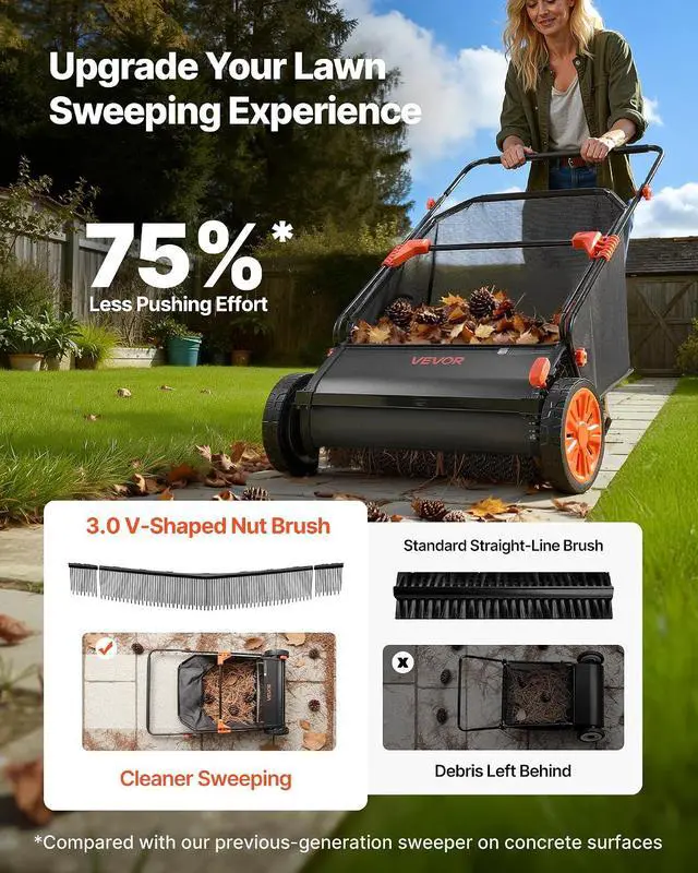 Alt view image 4 of 7 - 3 Packs Lawn Sweeper Brush Replacement, Compatible with VEVOR 30 in Lawn & Leaf Collector Sweepers, Yard Sweeper Brush Paddle with Durable V-Shaped Bristles for Easy Grass Leaf Cleanup