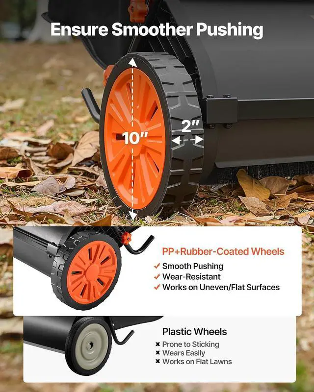Alt view image 5 of 7 - Push Lawn Sweeper, 30 in Leaf & Grass Collector with 12 cu. ft. Hopper Bag, Adjustable Brush Height & Spinning Brushes, Heavy Duty Yard Sweeper with Rubber Wheels for Leaves Grass Cleanup