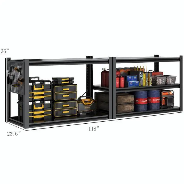 Alt view image 2 of 5 - Heavy Duty Metal Garage Shelving Unit,72" H*59" W*24" D 5000LBS Load Capacity Adjustable Industrial Storage Shelves for Garage Warehouse Basement Organization