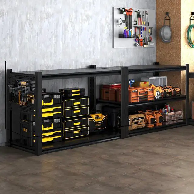 Alt view image 5 of 5 - Work Bench with Pegboard,Heavy Duty 3000lbs Capacity Workbench with Adjustable Shelves,Tool Cart,Work Table for Garage Warehouse
