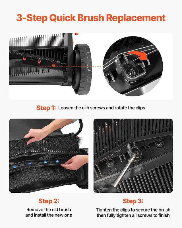 Alt view image 6 of 7 - 3 Packs Lawn Sweeper Brush Replacement, Compatible with VEVOR 26 in Lawn & Leaf Collector Sweepers, Yard Sweeper Brush Paddle with Durable V-Shaped Bristles for Easy Grass Leaf Cleanup