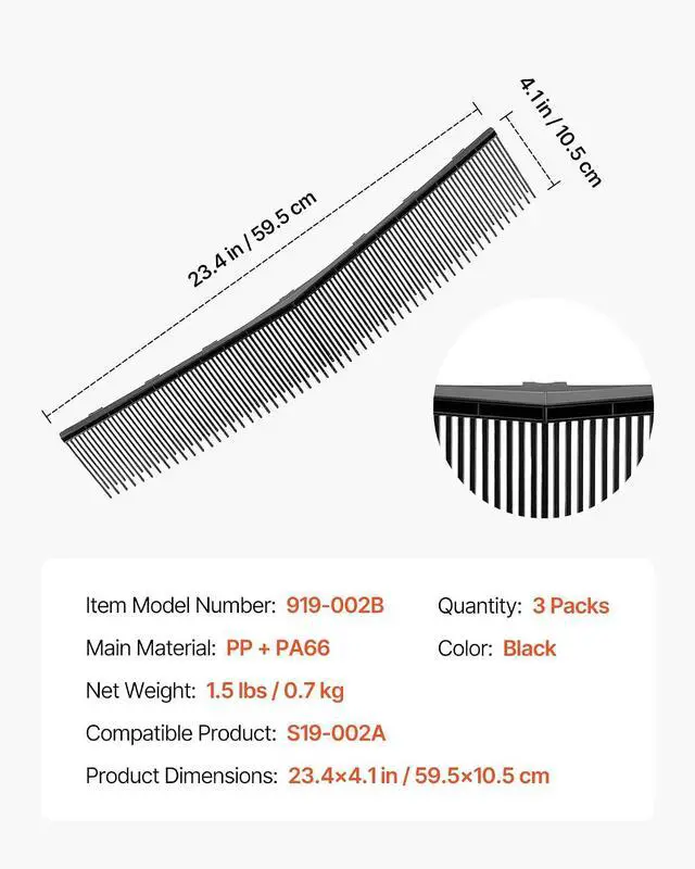 Alt view image 7 of 7 - 3 Packs Lawn Sweeper Brush Replacement, Compatible with VEVOR 26 in Lawn & Leaf Collector Sweepers, Yard Sweeper Brush Paddle with Durable V-Shaped Bristles for Easy Grass Leaf Cleanup