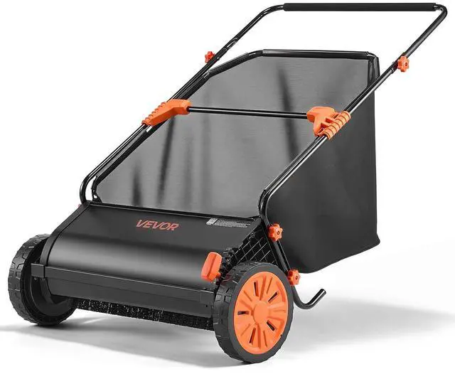 Main image of Push Lawn Sweeper, 26 in Leaf & Grass Collector with 7 cu. ft. Hopper Bag, Adjustable Brush Height & Spinning Brushes, Heavy Duty Yard Sweeper with Rubber Wheels for Leaves Grass Cleanup