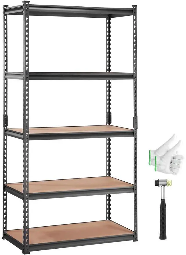 Main image of Storage Shelving Unit, 5-Tier Adjustable, 2000 lbs Capacity, Heavy Duty Garage Shelves Metal Organizer Utility Rack, Black, 36" L x 18" W x 72" H for Kitchen Pantry Basement Bathroom Laundry