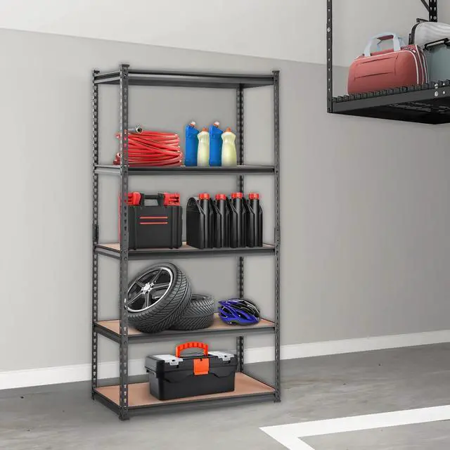 Alt view image 2 of 7 - Storage Shelving Unit, 5-Tier Adjustable, 2000 lbs Capacity, Heavy Duty Garage Shelves Metal Organizer Utility Rack, Black, 36" L x 18" W x 72" H for Kitchen Pantry Basement Bathroom Laundry