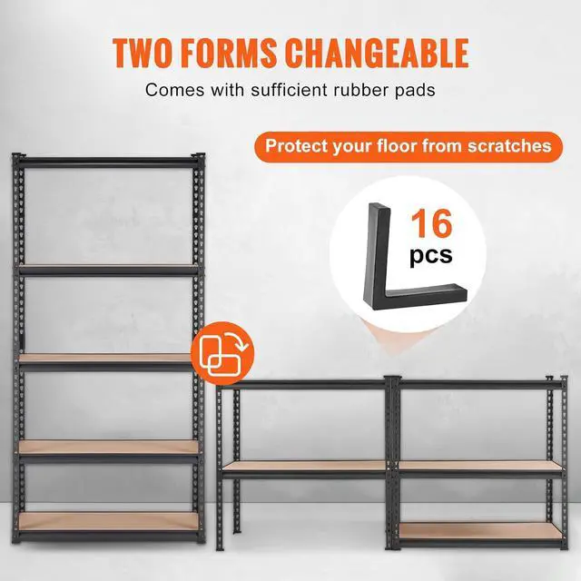 Alt view image 7 of 7 - Storage Shelving Unit, 5-Tier Adjustable, 2000 lbs Capacity, Heavy Duty Garage Shelves Metal Organizer Utility Rack, Black, 36" L x 18" W x 72" H for Kitchen Pantry Basement Bathroom Laundry