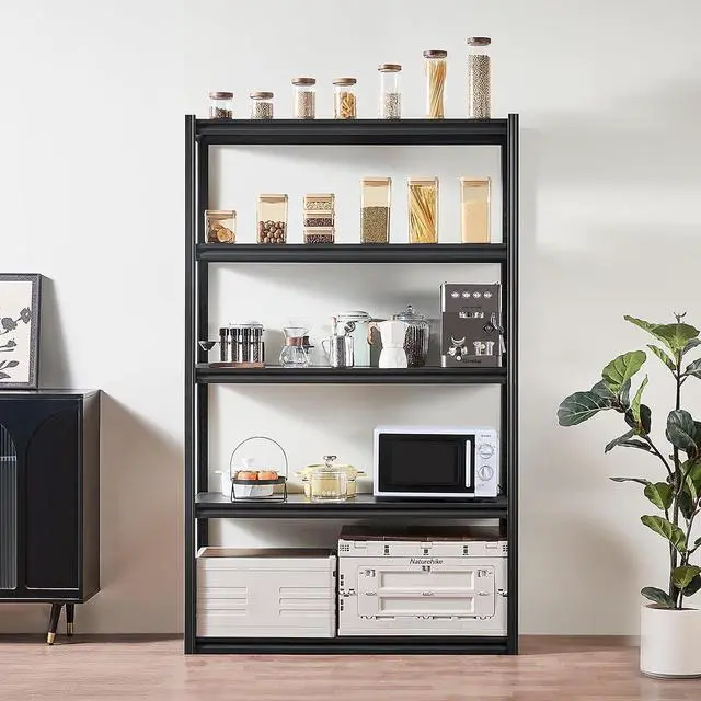Alt view image 2 of 7 - Storage Shelves, 3000 lbs, 5 Tier Garage Storage Shelving, 18" D x 48" W x 78" H Adjustable Metal Shelves for Garage Shelves Utility Rack Shelf, Ideal for Kitchen, Warehouse, Basement, Black
