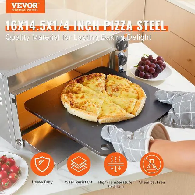 Alt view image 2 of 7 - Pizza Steel, 16" x 14.5" x 1/4" Pizza Steel Plate for Oven, Pre-Seasoned Carbon Steel Pizza Baking Stone with 20X Higher Conductivity, Heavy Duty Pizza Pan for Outdoor Grill, Indoor Oven