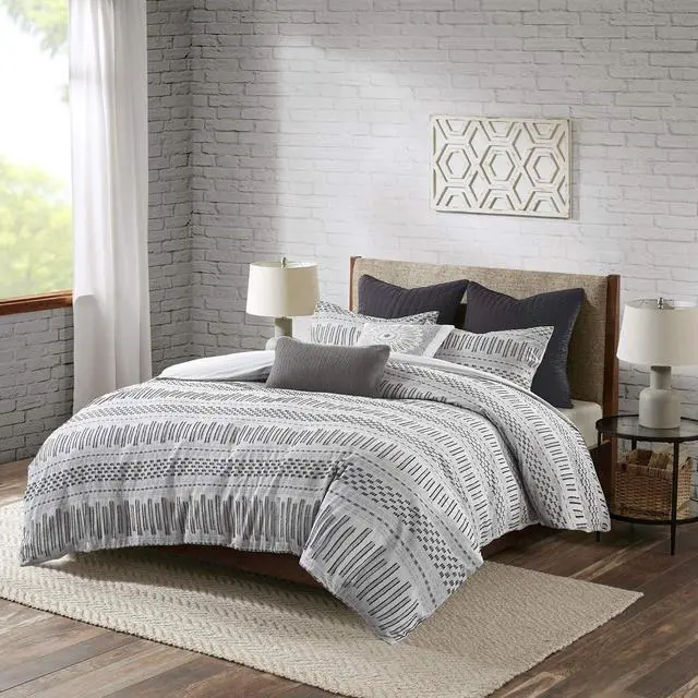Main image of Soft King/Cal King Cotton Jacquard Duvet Cover Mini SetFarmhouse Style, Matching Shams, Machine Washable, Quilt Sets,Exquisite.