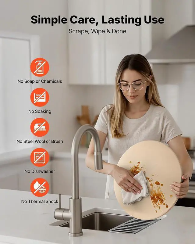 Alt view image 5 of 7 - Pizza Stone, 15 in Round Pizza Stone, 0.67 in Large Cordierite Baking-Stone with Metal Peel, Scrape, 1450 Heat-Resistant Cooking Stones, for Kitchen Oven, Baking Pizzas, BBQ Grill