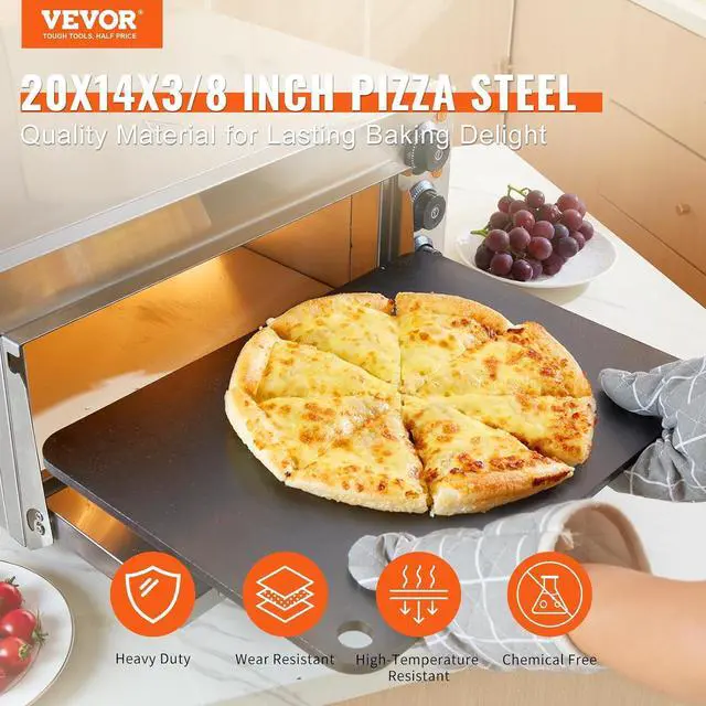 Alt view image 2 of 7 - Pizza Steel, 20" x 14" x 3/8" Pizza Steel Plate for Oven, Pre-Seasoned Carbon Steel Pizza Baking Stone with 20X Higher Conductivity, Heavy Duty Rustproof Pizza Pan for Outdoor Grill, Indoor Oven