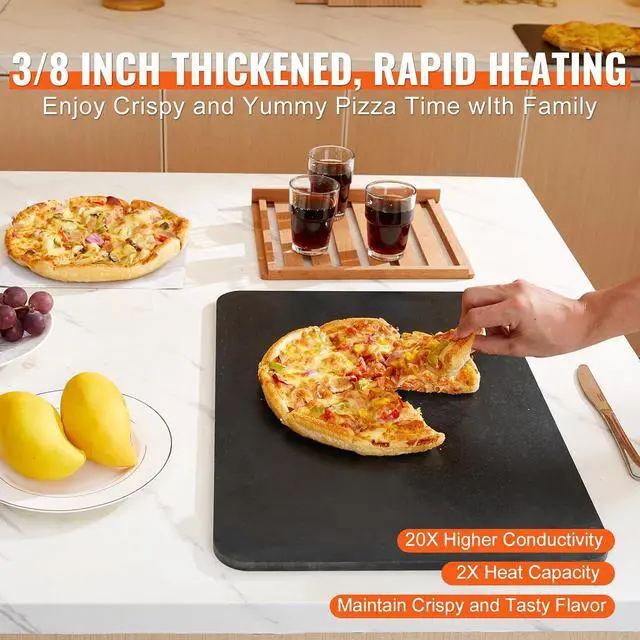 Alt view image 3 of 7 - Pizza Steel, 20" x 14" x 3/8" Pizza Steel Plate for Oven, Pre-Seasoned Carbon Steel Pizza Baking Stone with 20X Higher Conductivity, Heavy Duty Rustproof Pizza Pan for Outdoor Grill, Indoor Oven