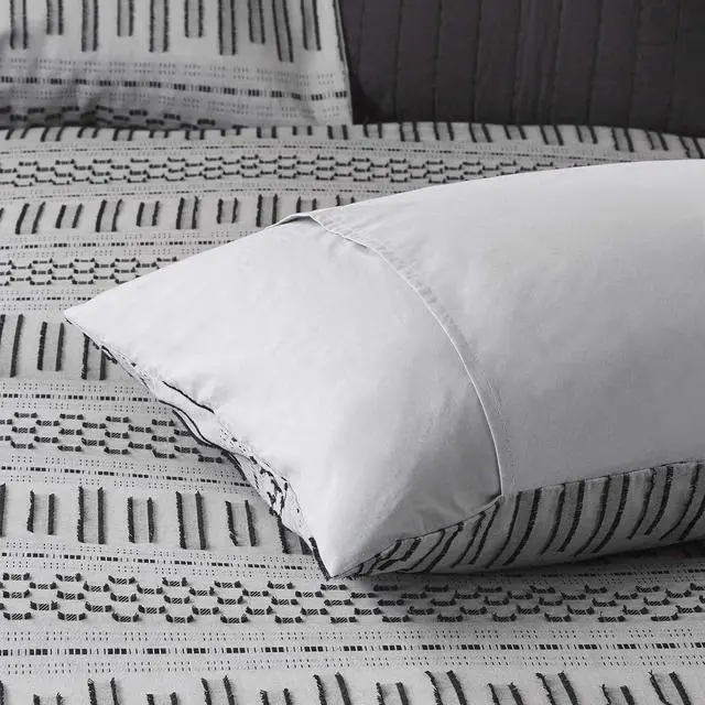Alt view image 6 of 7 - Soft King/Cal King Cotton Jacquard Duvet Cover Mini SetFarmhouse Style, Matching Shams, Machine Washable, Quilt Sets,Exquisite.