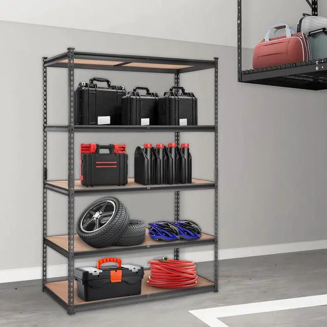 Alt view image 2 of 7 - Storage Shelving Unit, 5-Tier Adjustable Storage Shelves, 48" L x 24" W x 72" H Heavy Duty Garage Storage Shelves, Metal Shelves for Kitchen Pantry Basement Bathroom Laundry