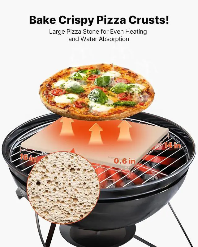 Alt view image 2 of 7 - Pizza Stone, 16 x 14 x 0.6 Inch Rectangular Cordierite Pizza Stone, Large Baking-Stone with Scraper, 1450 Heat-Resistant Cordierite Cooking Stones for Kitchen Bake Oven, BBQ Grill