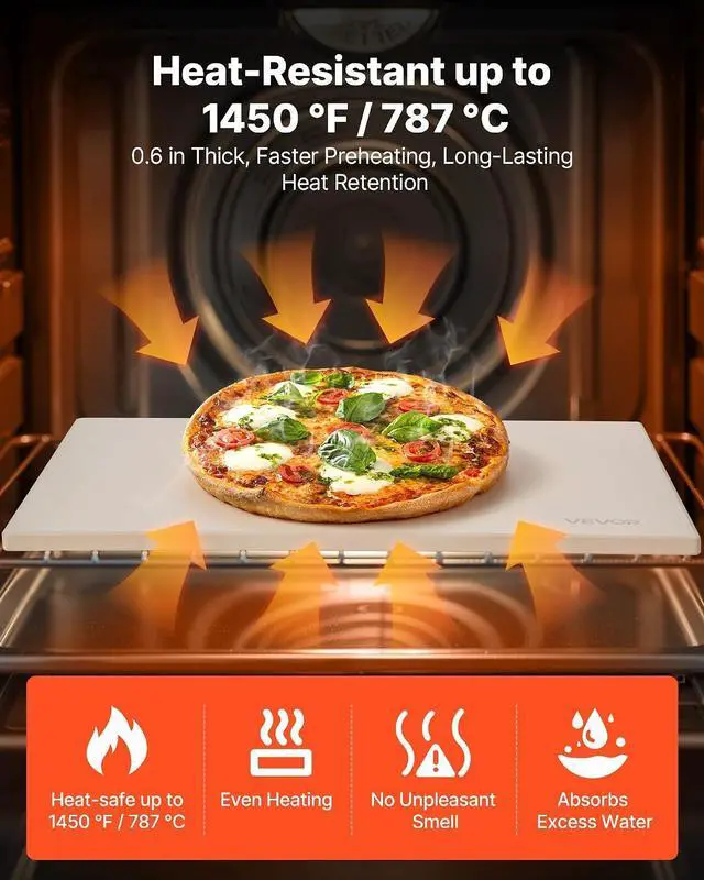 Alt view image 3 of 7 - Pizza Stone, 16 x 14 x 0.6 Inch Rectangular Cordierite Pizza Stone, Large Baking-Stone with Scraper, 1450 Heat-Resistant Cordierite Cooking Stones for Kitchen Bake Oven, BBQ Grill