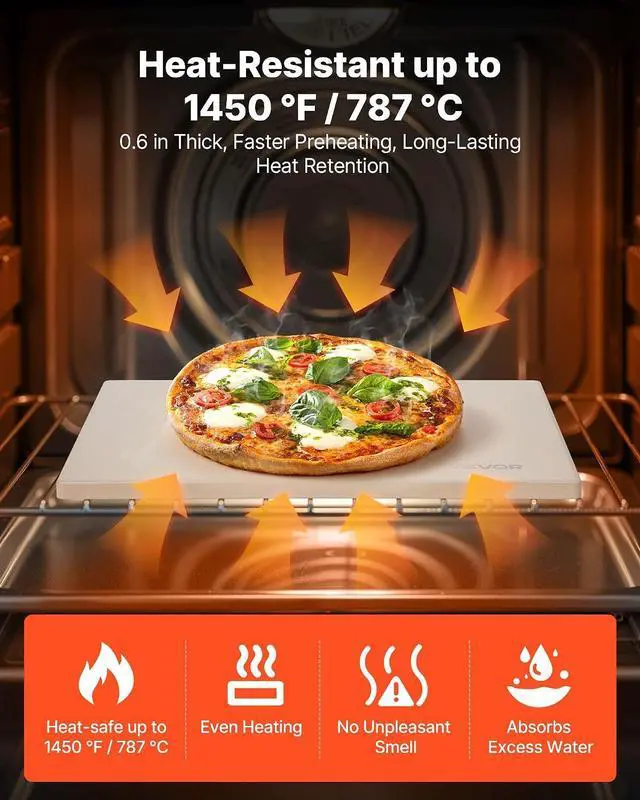 Alt view image 3 of 7 - Pizza Stone, 15 x 12 x 0.6 in Rectangular Cordierite Pizza Stone, Extra Large Baking Stone with Scraper, 1450 Heat-Resistant Bread Stone, for Kitchen Oven, Baking Bread & Pizzas, BBQ Grill