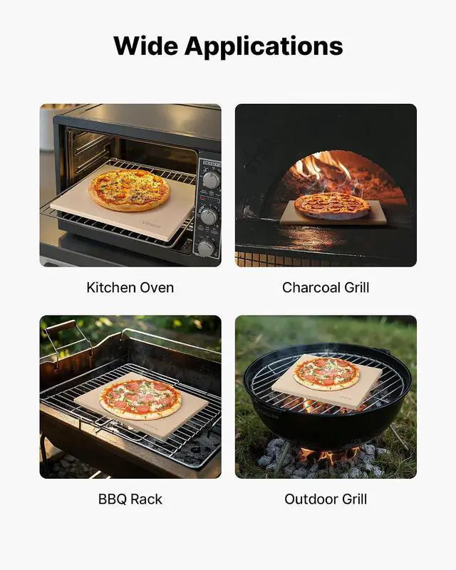 Alt view image 6 of 7 - Pizza Stone, 15 x 12 x 0.6 in Rectangular Cordierite Pizza Stone, Extra Large Baking Stone with Scraper, 1450 Heat-Resistant Bread Stone, for Kitchen Oven, Baking Bread & Pizzas, BBQ Grill
