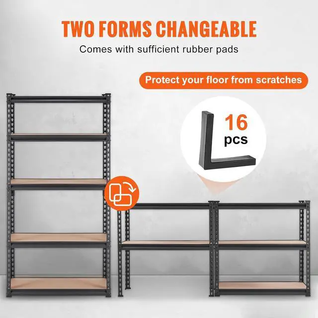Alt view image 7 of 7 - Storage Shelving Unit, 5-Tier Adjustable, 2000 lbs Capacity, Heavy Duty Garage Shelves Metal Organizer Utility Rack, Black, 30" L x 12" W x 60" H for Kitchen Pantry Basement Bathroom Laundry