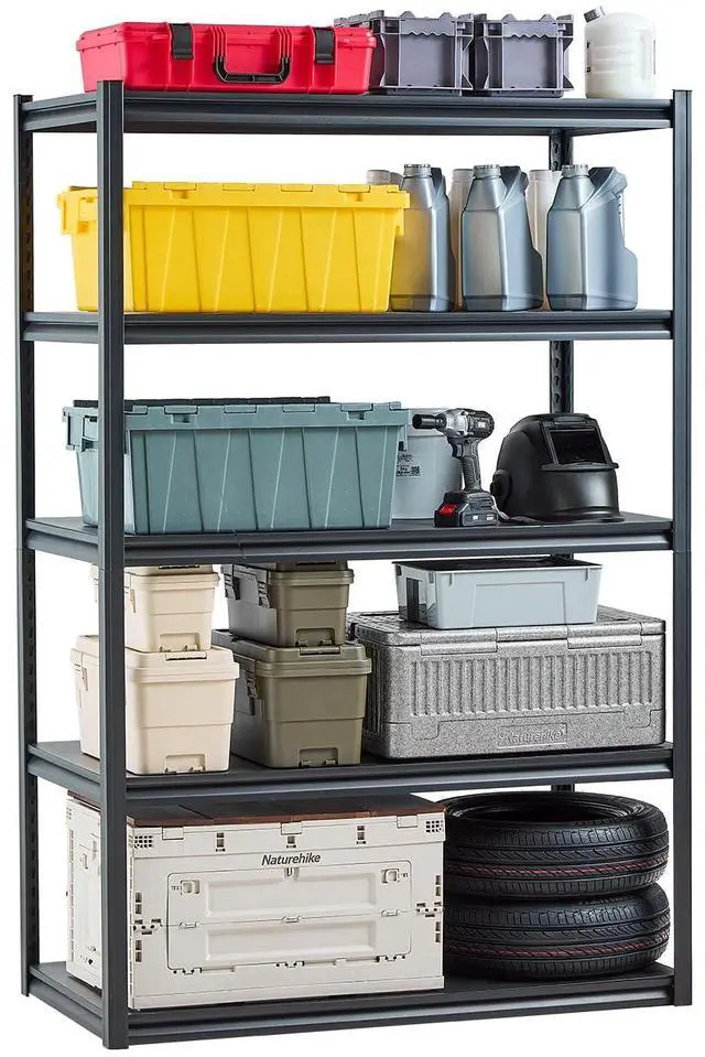 Main image of Storage Shelves, 3000 lbs, 5 Tier Garage Storage Shelving, 24" D x 48" W x 72" H Adjustable Metal Shelves for Garage Shelves Utility Rack Shelf, Ideal for Kitchen, Warehouse, Basement, Black