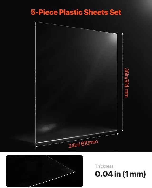 Alt view image 2 of 7 - PET/Plexiglass Sheets, 5-Pack Plastic Sheet, 24 x 36 Inch 0.04 Inch Thick Transparent Clear Flexible Plastic Panels for Craft, Replacement Picture Frame Glass, DIY Display Project, Easy to Cut