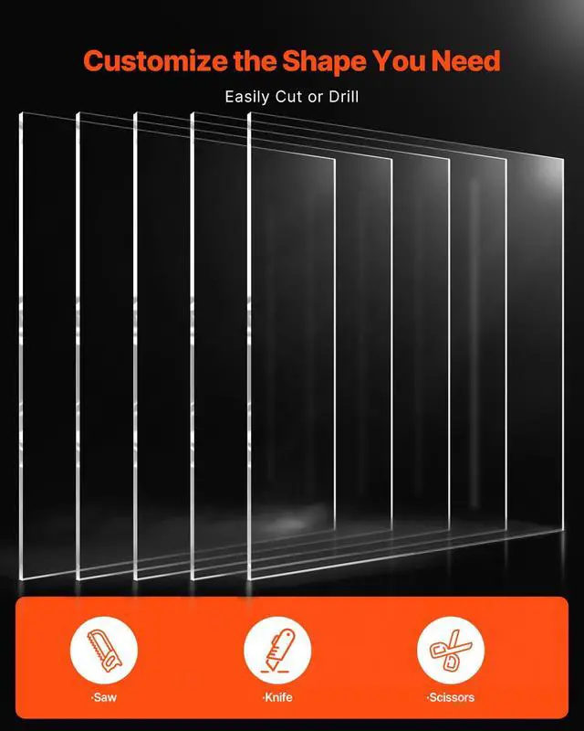 Alt view image 5 of 7 - PET/Plexiglass Sheets, 5-Pack Plastic Sheet, 24 x 36 Inch 0.04 Inch Thick Transparent Clear Flexible Plastic Panels for Craft, Replacement Picture Frame Glass, DIY Display Project, Easy to Cut