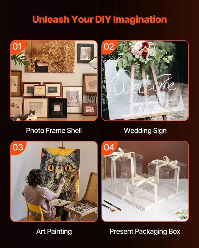 Alt view image 7 of 7 - PET/Plexiglass Sheets, 5-Pack Plastic Sheet, 24 x 36 Inch 0.04 Inch Thick Transparent Clear Flexible Plastic Panels for Craft, Replacement Picture Frame Glass, DIY Display Project, Easy to Cut