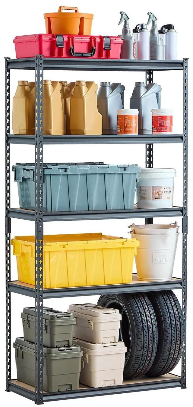 Main image of Storage Shelves, 2000 lbs, 5 Tier Garage Storage Shelving, 16" D x 36" W x 71.4" H Adjustable Metal Shelves for Garage Shelves Utility Rack Shelf, Ideal for Kitchen, Warehouse, Basement, Black