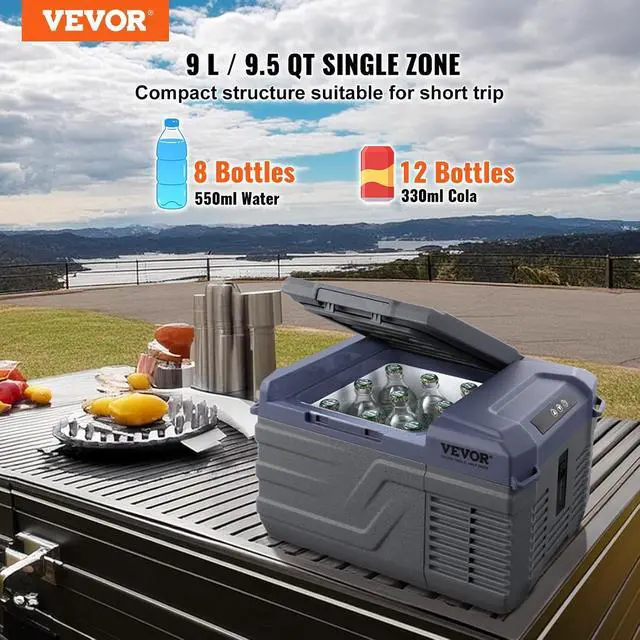 Alt view image 2 of 7 - Car Refrigerator, 12 Volt Car Refrigerator Fridge, 9 L Single Zone Portable Freezer Cooler, -4-68 Adjustable Range, 12/24V DC and 100-240V AC Compressor, for Outdoor, Camping, RV