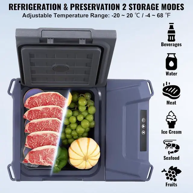 Alt view image 3 of 7 - Car Refrigerator, 12 Volt Car Refrigerator Fridge, 9 L Single Zone Portable Freezer Cooler, -4-68 Adjustable Range, 12/24V DC and 100-240V AC Compressor, for Outdoor, Camping, RV