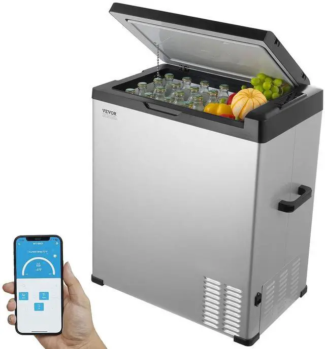 Main image of 12 Volt Car Refrigerator Fridge, 70Liter(74qt) Single Zone Portable Freezer, -4-68 Adjustable Range, 12/24V DC and 100-240V AC Compressor Cooler for Outdoor, Camping, RV, Silver