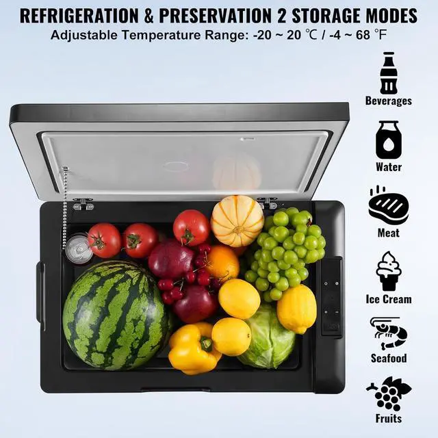 Alt view image 3 of 7 - 12 Volt Car Refrigerator Fridge, 70Liter(74qt) Single Zone Portable Freezer, -4-68 Adjustable Range, 12/24V DC and 100-240V AC Compressor Cooler for Outdoor, Camping, RV, Silver