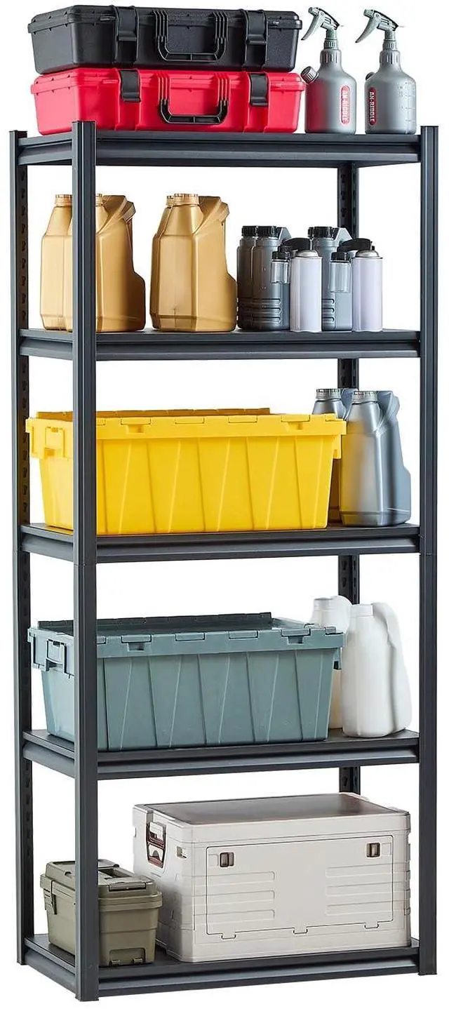 Main image of Storage Shelves, 2000 lbs, 5 Tier Garage Storage Shelving, 18" D x 32" W x 72" H Adjustable Metal Shelves for Garage Shelves Utility Rack Shelf, Ideal for Kitchen, Warehouse, Basement, Black