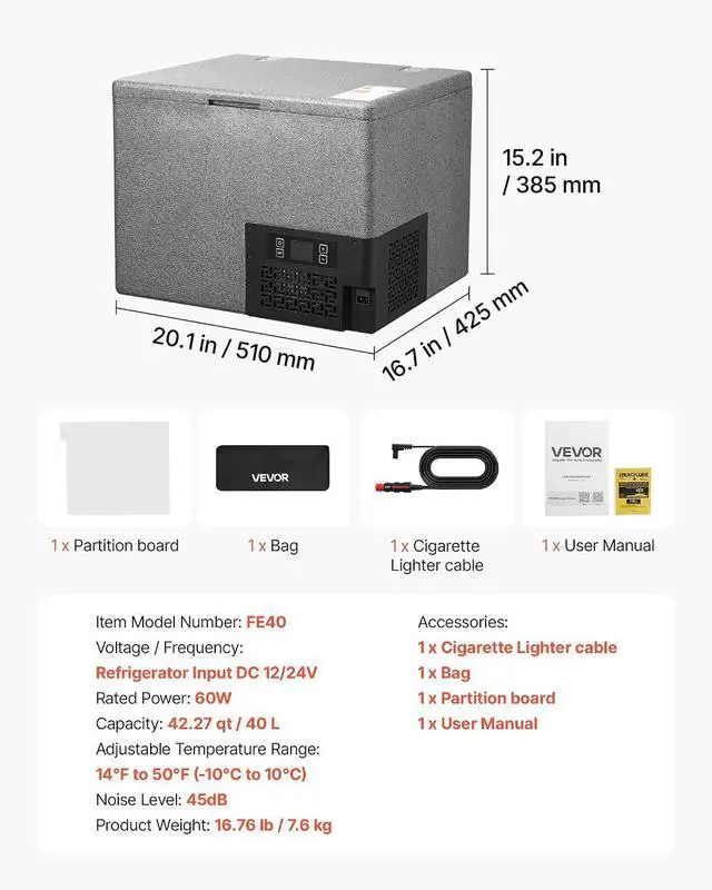 Alt view image 7 of 7 - 12 Volt Refrigerator, 42.3 QT/ 40L Car Fridge, Portable Ultra-Light EPP Freezer, APP Control Electric Compressor, 12V/24V DC, 14 to 50, for Truck Van RV SUV Boat Travel Camping ASIN B0GZB65DNP
