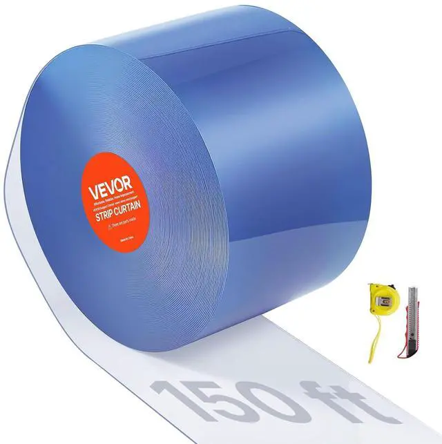 Main image of Clear PVC Strip Curtain, 150 ft Length x 8 in Width, Plastic Door Strip Bulk Roll, Walk in Freezer Cooler Curtain Strips for Doorways of Supermarket, Garage, Warehouse, Barn, Pet Animal House