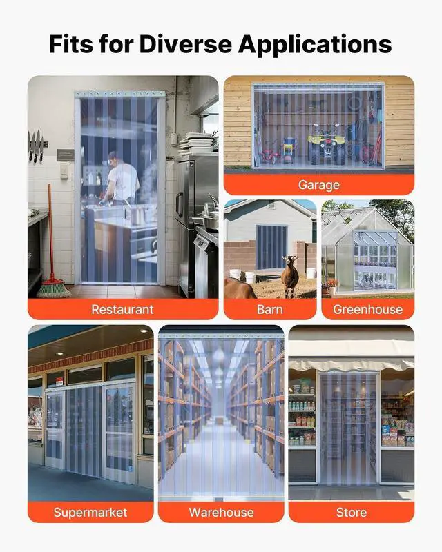 Alt view image 3 of 7 - Clear PVC Strip Curtain, 150 ft Length x 8 in Width, Plastic Door Strip Bulk Roll, Walk in Freezer Cooler Curtain Strips for Doorways of Supermarket, Garage, Warehouse, Barn, Pet Animal House