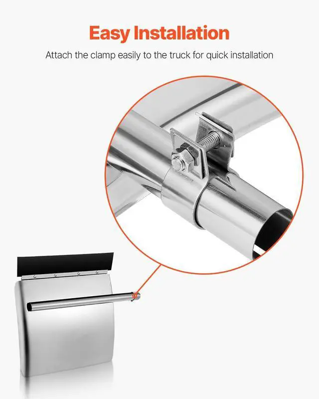 Alt view image 4 of 7 - Stainless Steel Quarter Fenders for Semi Trucks, 24" x 24" Semi Truck Fenders with Tube Bracket and Mounting Hardware, 1 Pair Right & Left Quarter Fender Set, Fit for Freightliner, Peterbilt