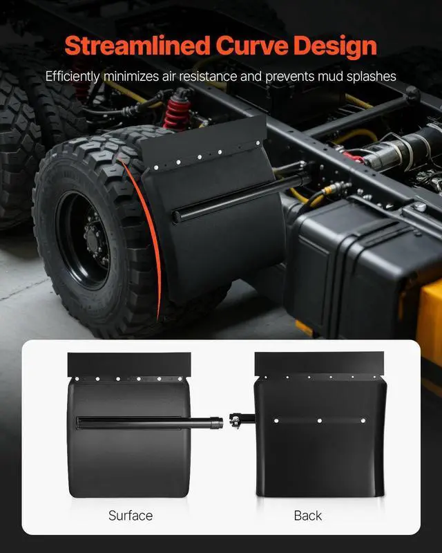 Alt view image 3 of 7 - Quarter Fenders for Semi Trucks, 24" x 24" Semi Truck Fenders with Tube Bracket and Mounting Hardware, 1 Pair Right & Left Quarter Fender Set, Fit for Freightliner, Peterbilt, Kenworth