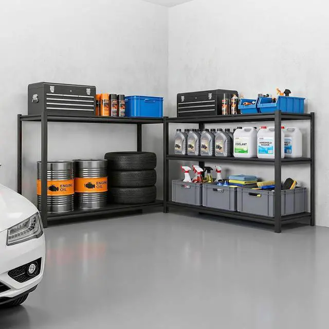 Alt view image 2 of 7 - Garage Shelving, 5-Tier Adjustable Storage Shelves, 3000 lbs Heavy Duty Garage Shelves, Metal Utility Rack Shelf for Garage Workshop Warehouse Basement, 48.43" W x 20.55" D x 71.38" H
