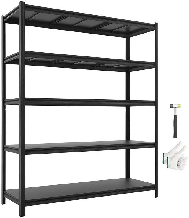 Main image of Garage Shelving, 5-Tier Adjustable Storage Shelves, 3000 lbs Heavy Duty Garage Shelves, Metal Utility Rack Shelf for Garage Workshop Warehouse Basement, 59.49" W x 20.55" D x 71.38" H