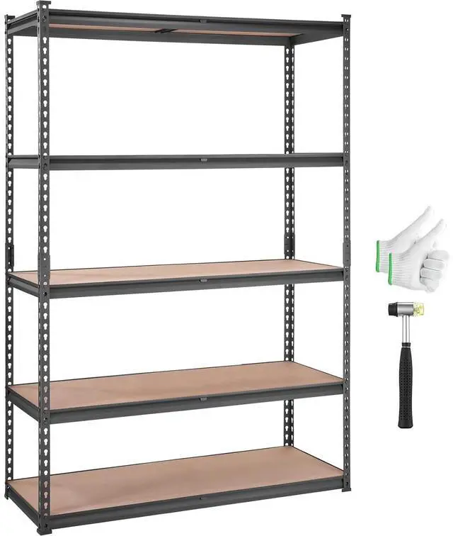 Main image of Storage Shelving Unit, 5-Tier Adjustable, 2000 lbs Capacity, Heavy Duty Garage Shelves Metal Organizer Utility Rack, Black, 48" L x 18" W x 72" H for Kitchen Pantry Basement Bathroom Laundry