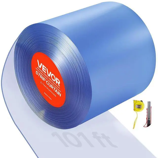 Main image of Clear PVC Strip Curtain, 101 ft Length x 12 in Width, Thermal Insulating Plastic Door Strip Bulk Roll, Walk in Freezer Cooler Curtain Strips for Doorways of Supermarket, Garage, Warehouse