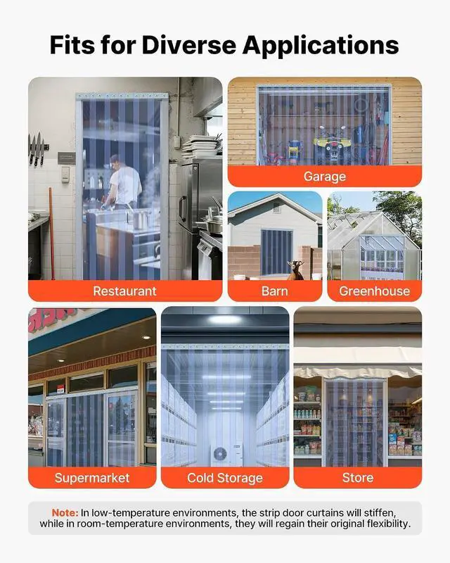 Alt view image 3 of 7 - Clear PVC Strip Curtain, 101 ft Length x 12 in Width, Thermal Insulating Plastic Door Strip Bulk Roll, Walk in Freezer Cooler Curtain Strips for Doorways of Supermarket, Garage, Warehouse