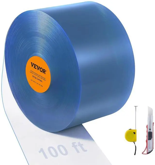 Main image of Strip Curtain, 100' Length x 12" Width x 0.12" Thickness, Clear PVC Smooth Curtain Strip Door Bulk Roll, Plastic Door Strips for Doorway of Supermarket, Garage, Warehouse, Barn, Pet Animal House