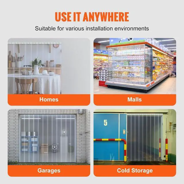 Alt view image 6 of 7 - Strip Curtain, 100' Length x 12" Width x 0.12" Thickness, Clear PVC Smooth Curtain Strip Door Bulk Roll, Plastic Door Strips for Doorway of Supermarket, Garage, Warehouse, Barn, Pet Animal House