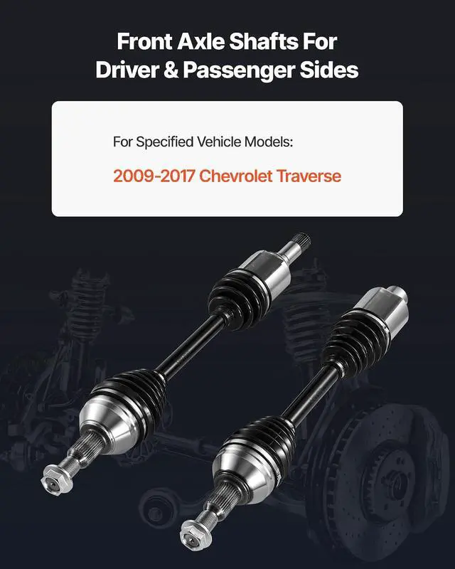 Alt view image 2 of 7 - CV Axle Shaft Assembly, 2 Pieces Front Left & Right (Driver and Passenger Side), Automotive Replacement Joint Axles Pair Compatible with 2009-2017 Chevrolet Traverse, Alloy Steel & Carbon Steel