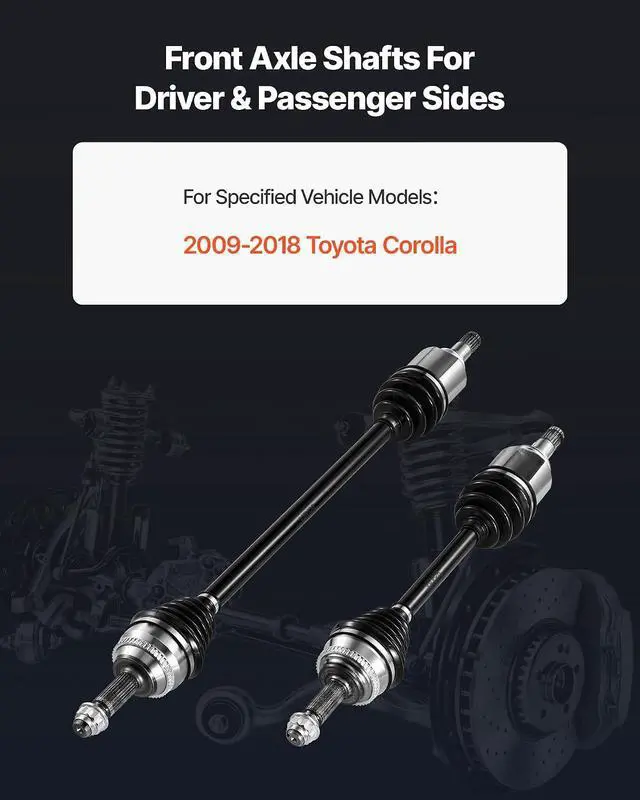 Alt view image 2 of 7 - CV Axle Shaft Assembly, 2 Pieces Front Left & Right (Driver and Passenger Side), Automotive Replacement CV Joint Axles Pair Compatible with 2009-2018 Toyota Corolla, Alloy Steel & Carbon Steel
